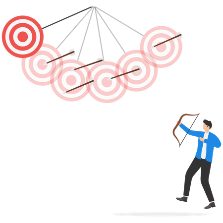 Businessman shooting arrows missing target  Illustration