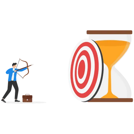 Businessman Shooting The Arrows To Target Goal Goal Graphic Design Concept Set Time To Achieve Goal Illustration
