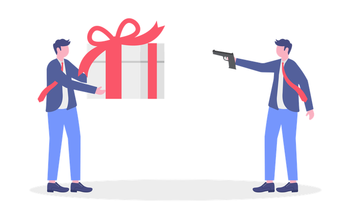 Businessman Shooting Business Gift  Illustration