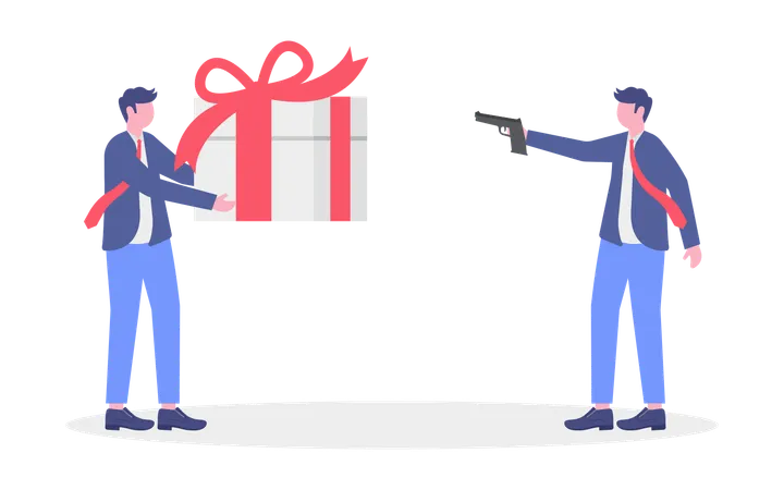 Businessman Shooting Business Gift  Illustration