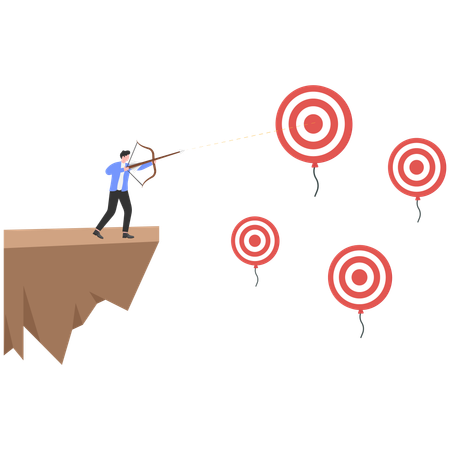Businessman shooting business goal  Illustration