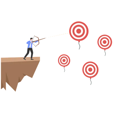 Businessman shooting business goal  Illustration