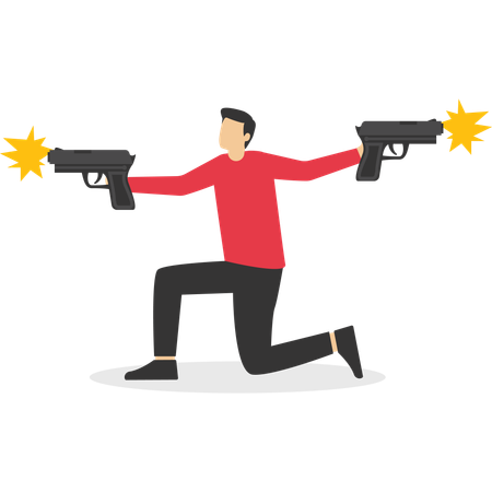 ビジネスターゲットを撃つビジネスマン  イラスト