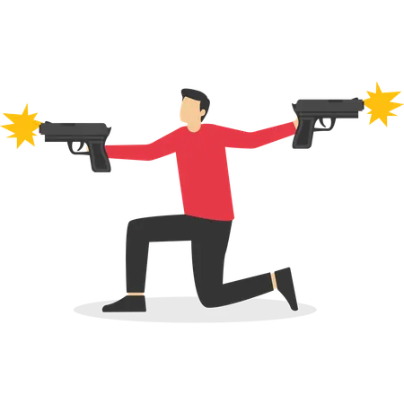 ビジネスターゲットを撃つビジネスマン  イラスト