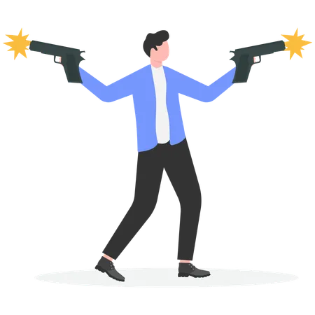 Businessman shooting business target  Illustration