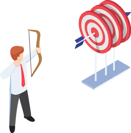 Businessman shooting directly at target  Illustration