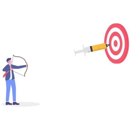 Businessman shooting injection on dashboard  Illustration