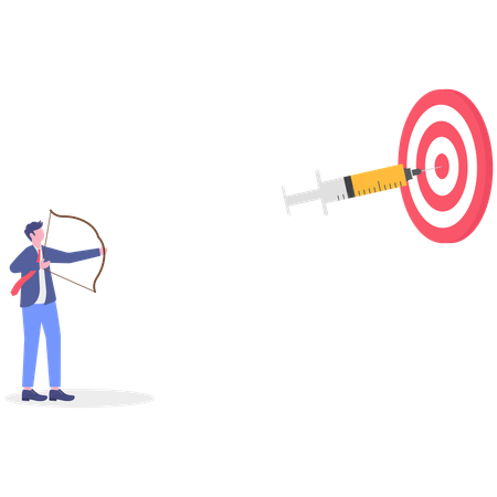 Businessman shooting injection on dashboard  Illustration