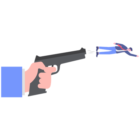 Businessman shooting out of gun  Illustration