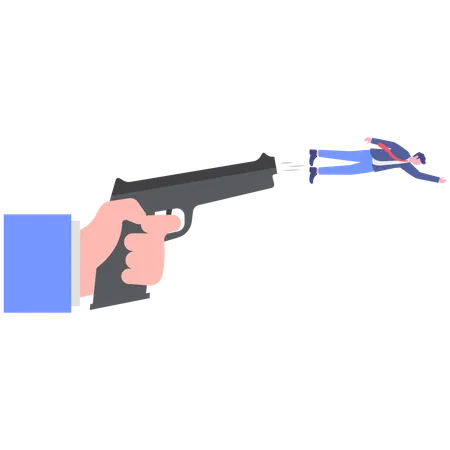 Businessman shooting out of gun  Illustration