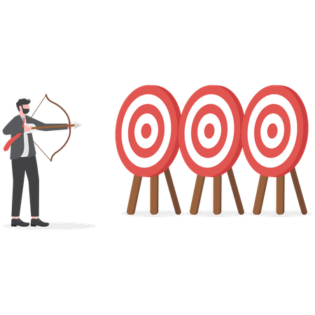Businessman shooting target and achieve business goals  Illustration