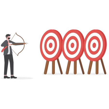 Perfection Businessman Shooting Target And Achieve Business Goals Illustration
