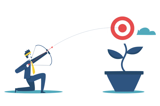 A Businessman Shooting An Arrow Into The Middle Of A Goal Means A Successful Business Illustration