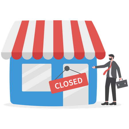 Businessman shop is closed  Illustration