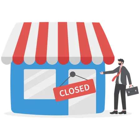 Businessman shop is closed  Illustration