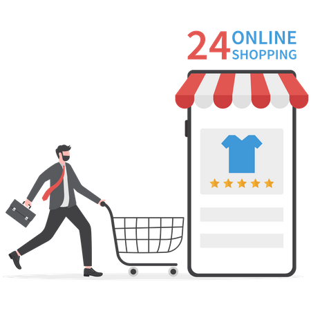 Businessman shop online store using smartphone  Illustration
