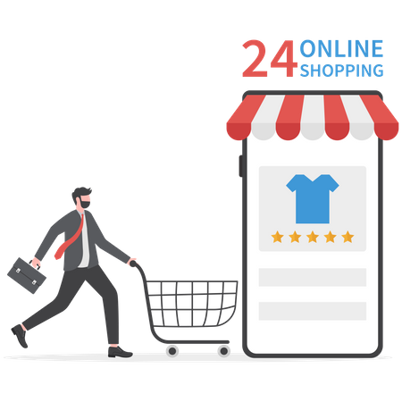 Businessman shop online store using smartphone  Illustration