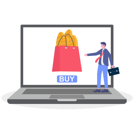 Businessman shopping for bakery item  Illustration