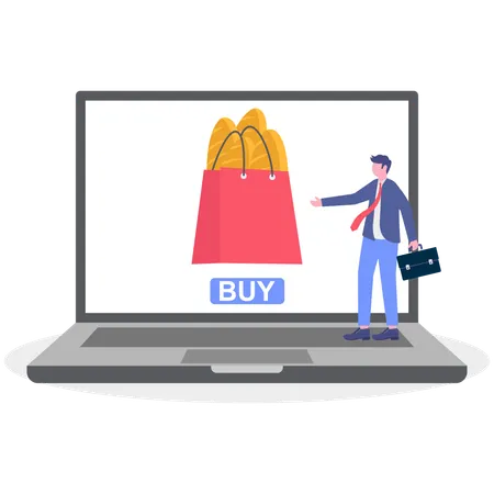 Businessman shopping for bakery item  Illustration