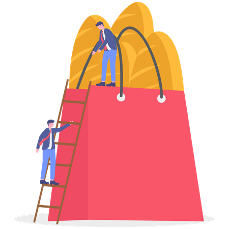 Businessman shops bakery product  Illustration