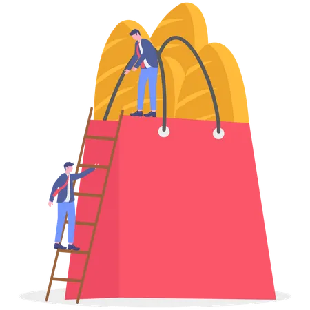 Businessman shops bakery product  Illustration