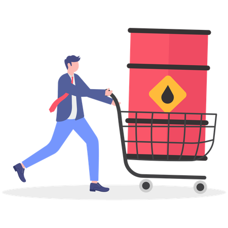 Businessman shops for oil barrel  Illustration