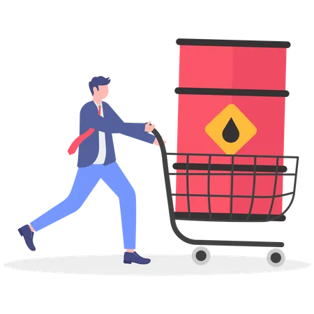 Businessman shops for oil barrel  Illustration