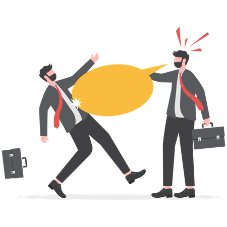 Businessman shout with loud voice to hurt worker  イラスト