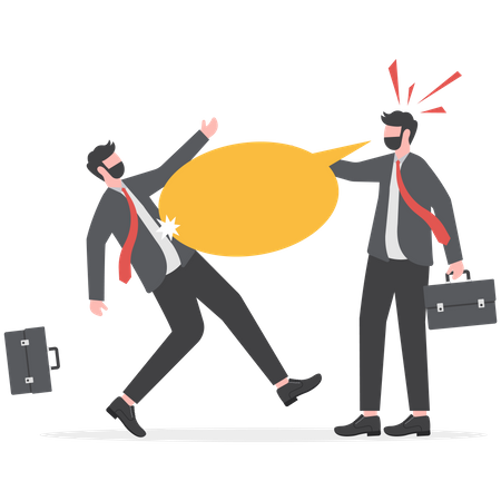 Businessman shout with loud voice to hurt worker  Illustration