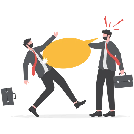 Businessman shout with loud voice to hurt worker  Illustration