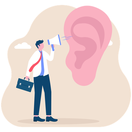 Businessman shouting on megaphone  Illustration