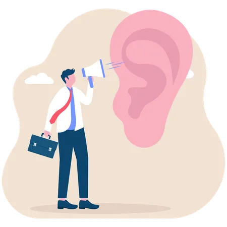 Businessman shouting on megaphone  Illustration