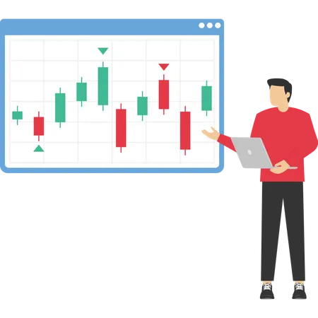 Businessman Show Their Profits From The Purchase Of Stock Market Vector Illustration In Flat Style 일러스트레이션
