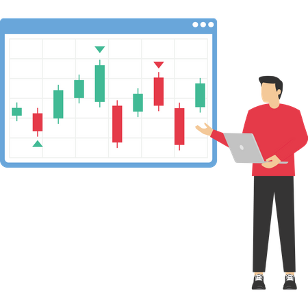 Businessman show their profits from the purchase of stock market  Illustration