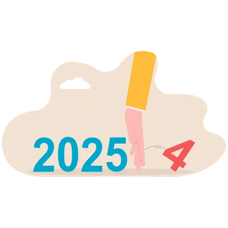 Businessman showing 2025 work  Illustration