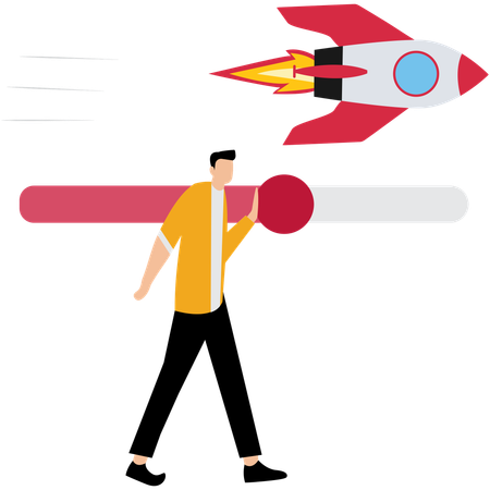 Businessman showing Accomplishment bar  Illustration