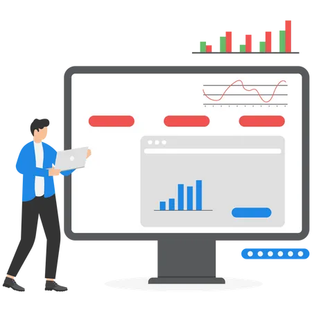 Businessman showing analysis chart  Illustration