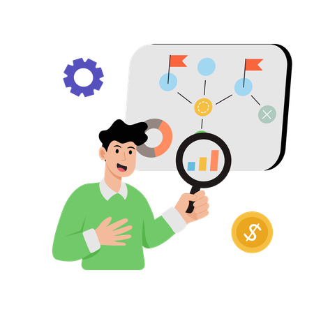 Businessman showing analysis strategy  Illustration