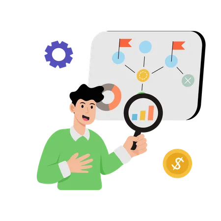 Businessman showing analysis strategy  Illustration