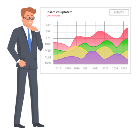 Businessman showing analytics data  Illustration