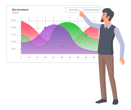 Businessman showing analytics data  Illustration