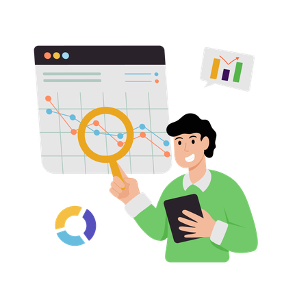 Businessman showing analytics graph  Illustration