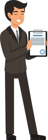 Businessman showing approval document Illustration