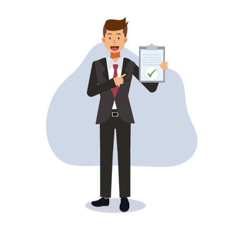 Businessman showing approval document  Illustration