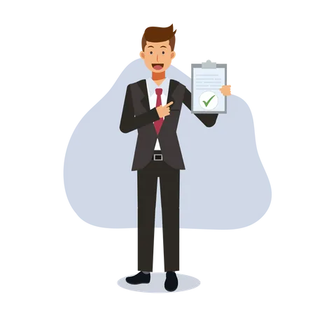 Businessman showing approval document  Illustration