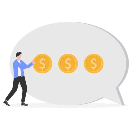 Businessman showing bank message  Illustration