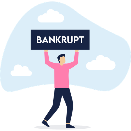 Businessman showing bankrupt sign  Illustration
