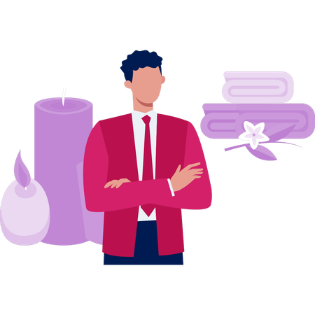 Businessman showing bath towel  Illustration