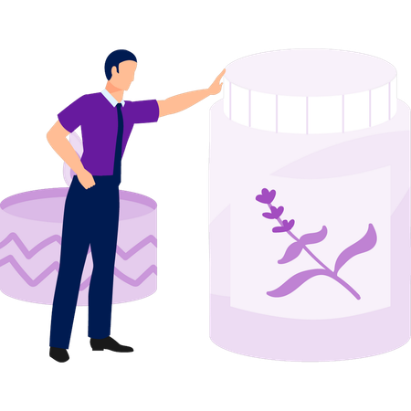 Businessman showing beauty cream jar  Illustration