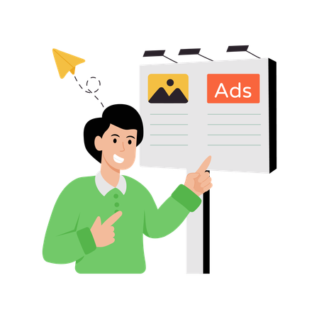 Businessman showing billboard advertisement  Illustration